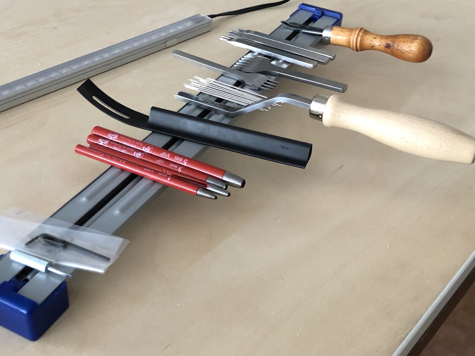 Traditional leather carving tools